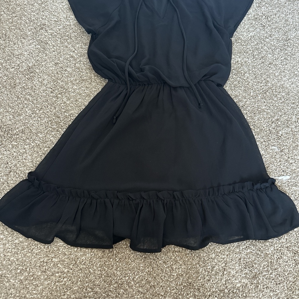 Black Ruffle-Hem Dress - Picture 3 of 3